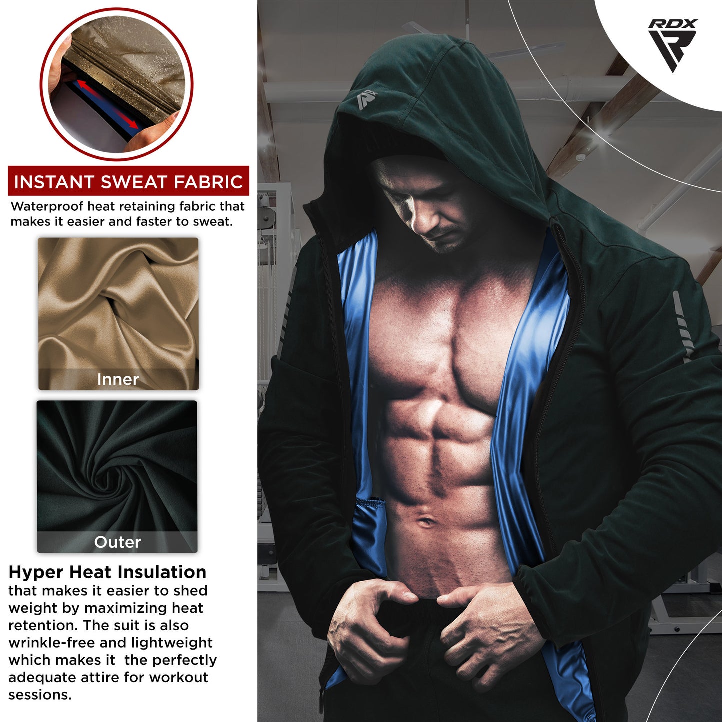 RDX H2+ Schwitzanzug Sauna Suit Slim Fit