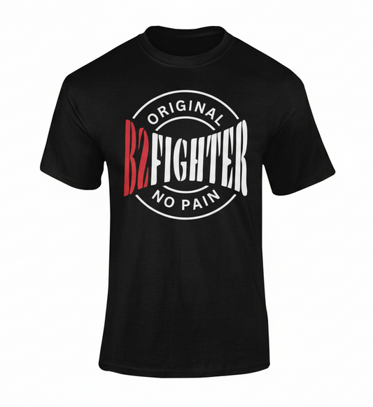 B2FIGHTER Training Energy T-Shirt schwarz mit NO PAIN Slogan