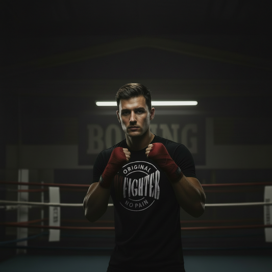 B2FIGHTER Training Energy T-Shirt schwarz mit NO PAIN Slogan