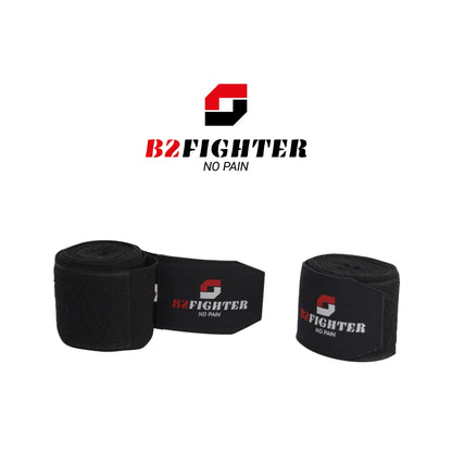 Schwarze Boxbandagen B2FIGHTER mit Logo, zwei eingerollte Binden