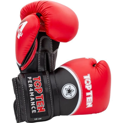 Boxhandschuhe 4Select von TOPTEN: rote und schwarze Trainingshandschuhe mit Klettgurt