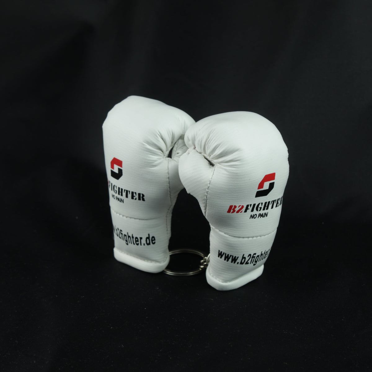 Mini-Boxhandschuh-Schlüsselanhänger, weißes Handschuhpaar mit Ring