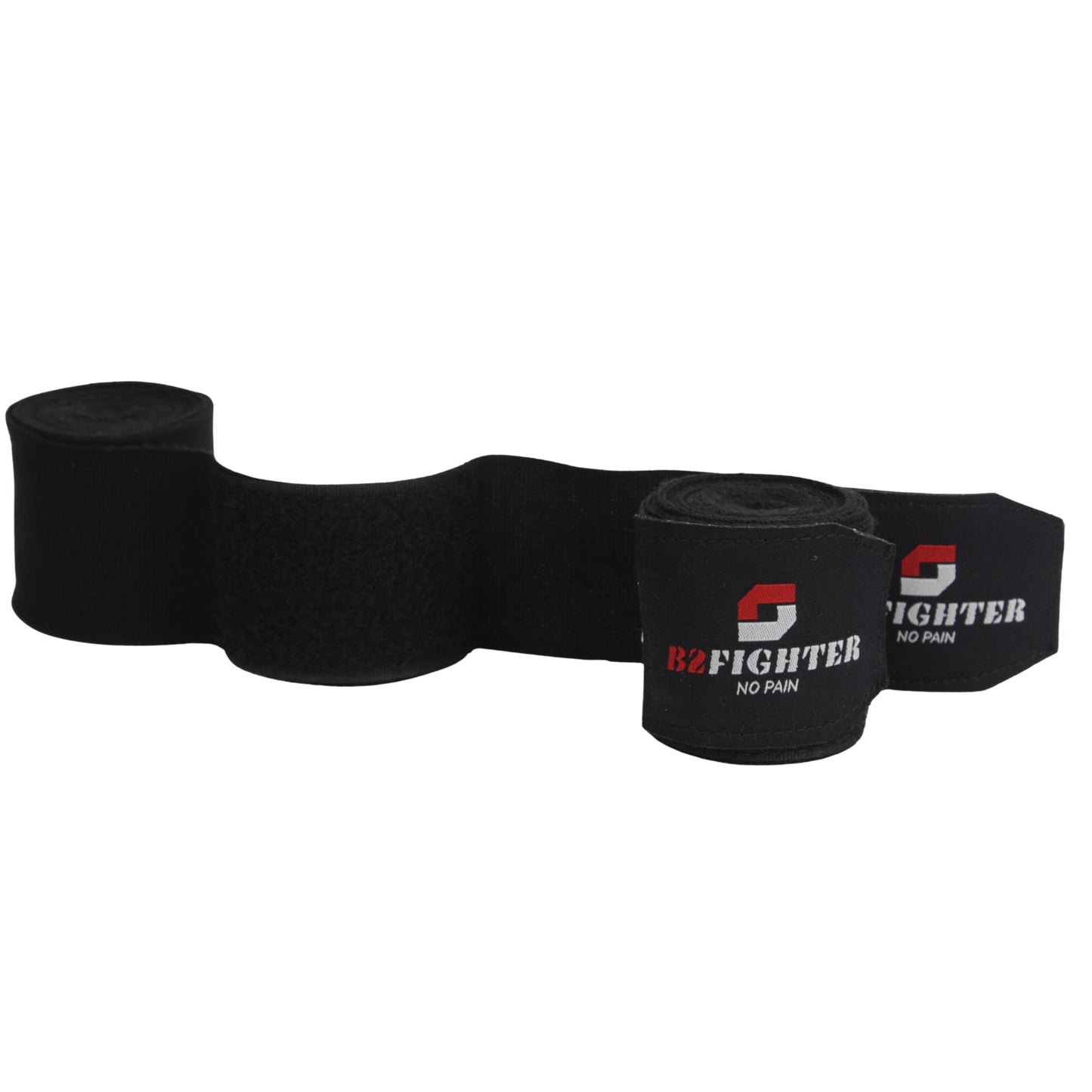 Schwarze Boxbandagen mit B2FIGHTER Logo und Schriftzug „NO PAIN“