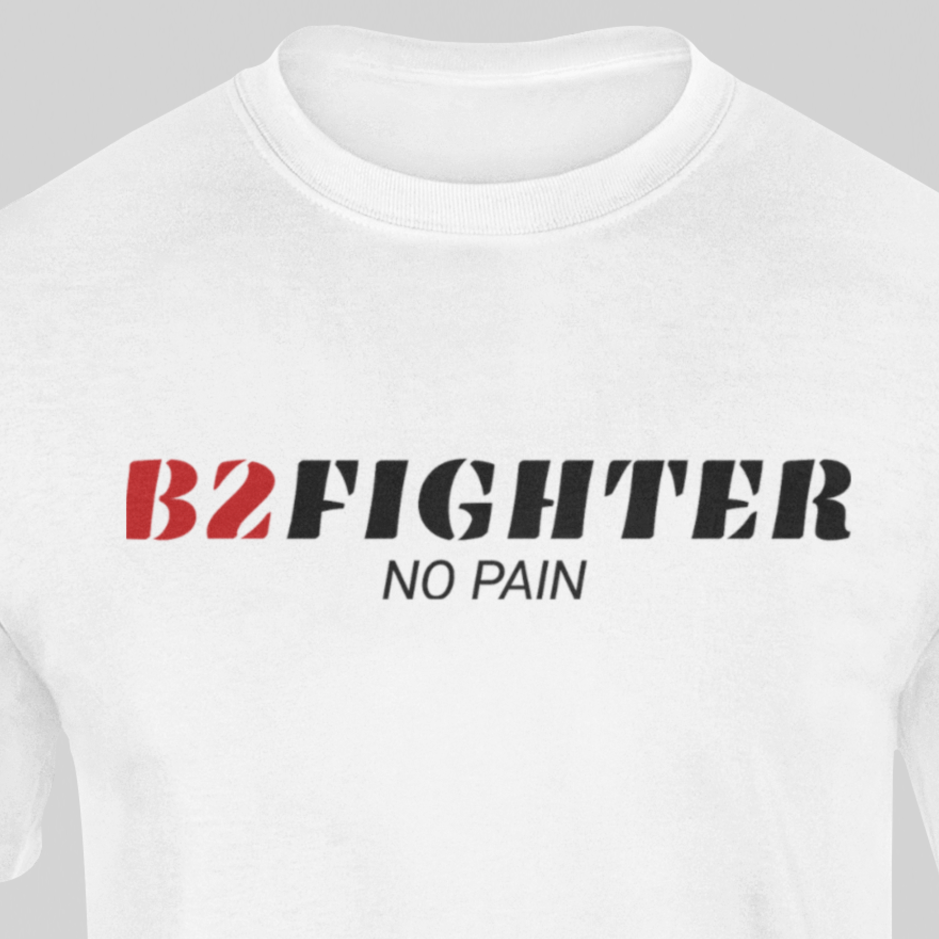 B2FIGHTER Classic Slogan T-Shirt Logo Brustprint Detail

