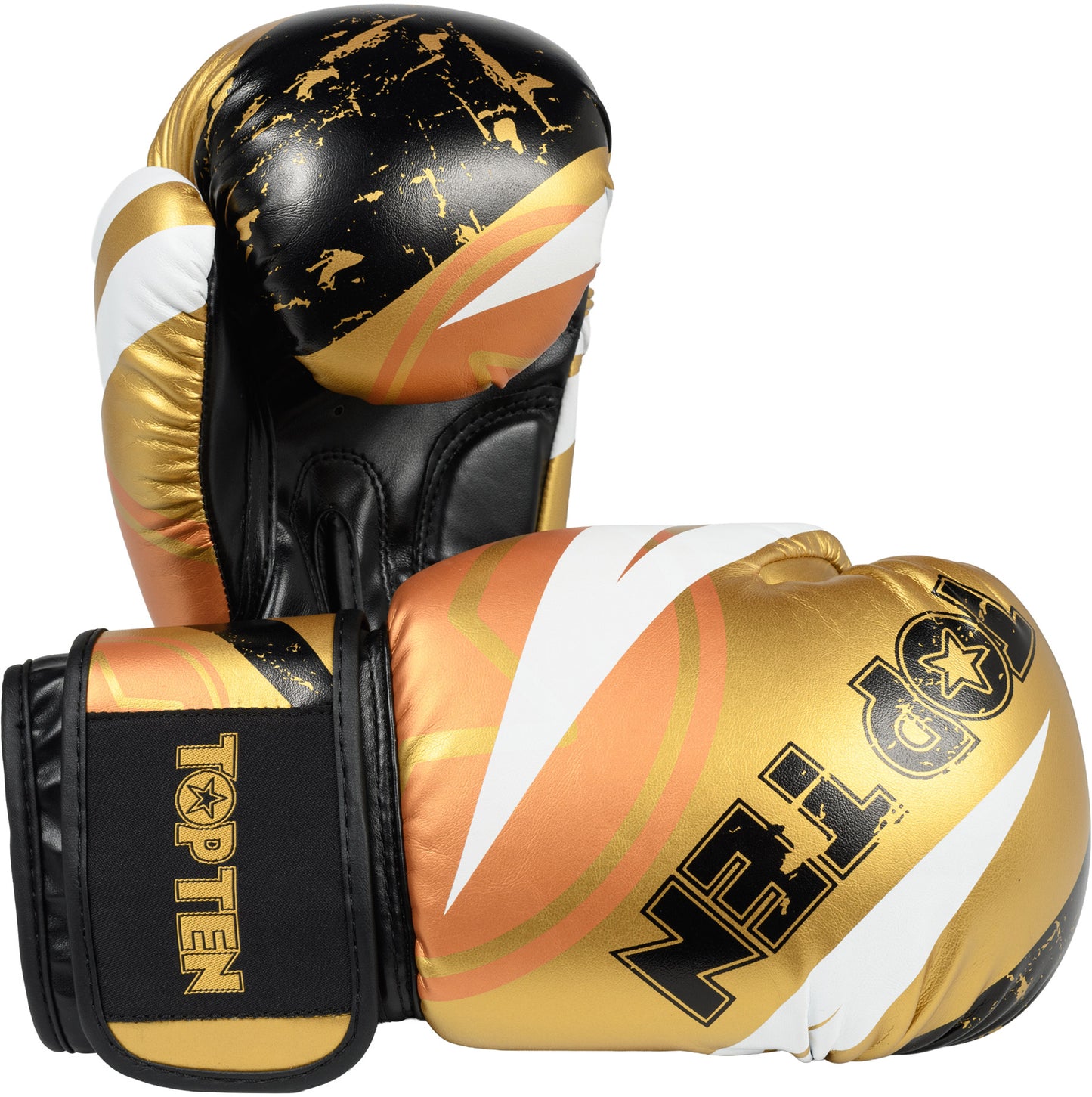 TOPTEN Urban Arts Boxhandschuhe mit Farbexplosion Design für Kampfsport in gold-weiss
